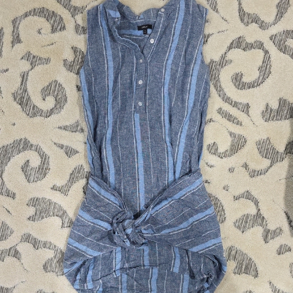 Blue Striped Sleeveless Dress
